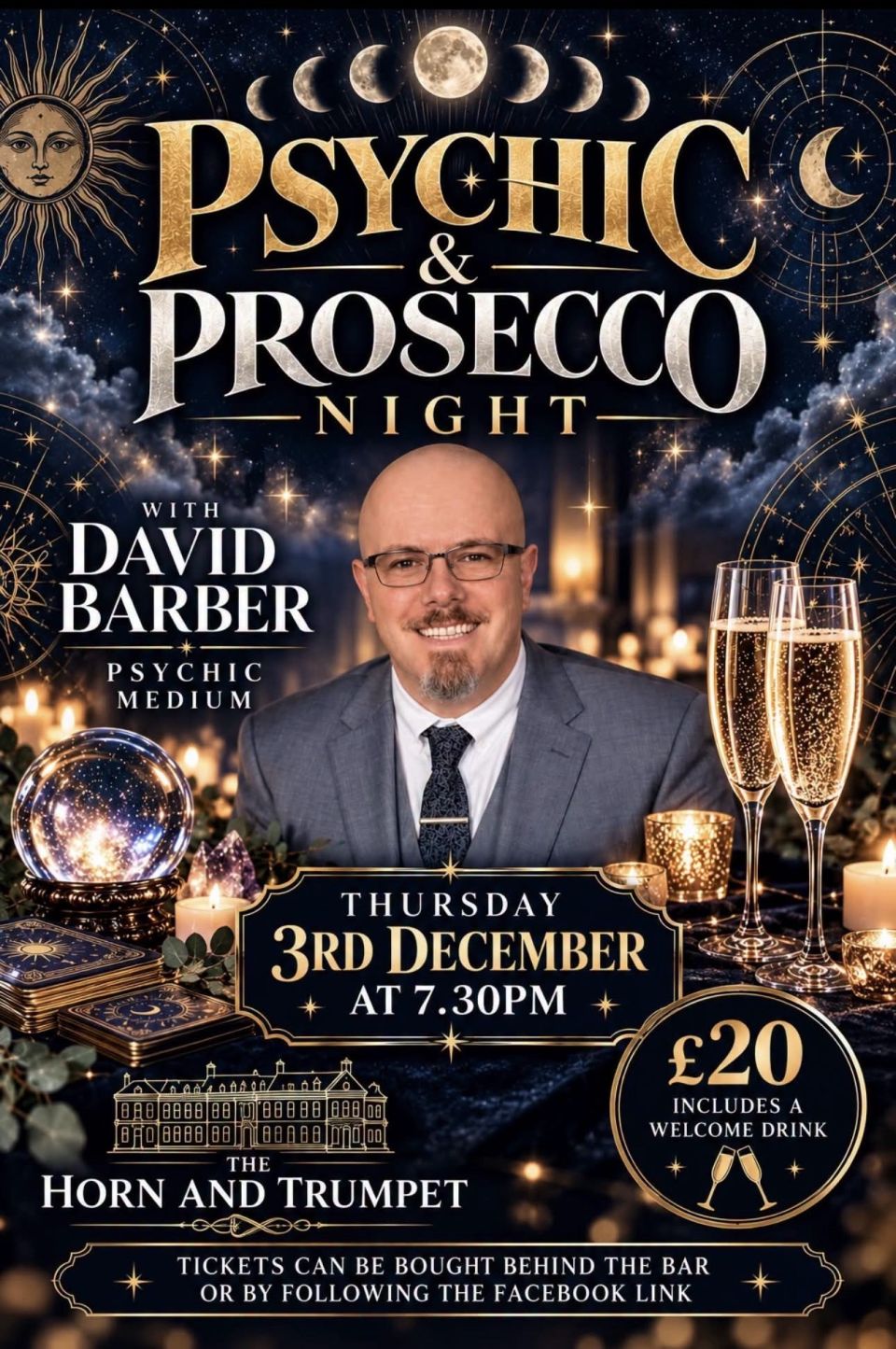 Psychic and Prosecco night at The Horn & Trumpet